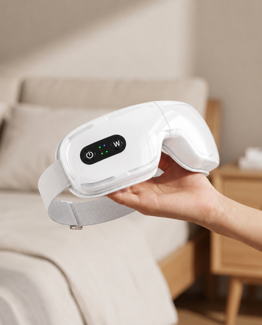 Nutelix Smart Eye Massager device shown in use